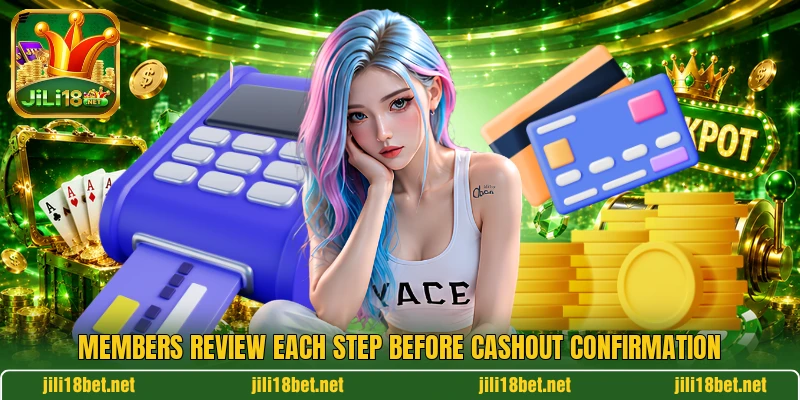 Members review each step before cashout confirmation Members review each step before cashout confirmation
