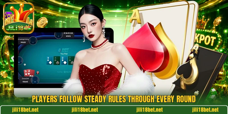 Players follow steady rules through every round