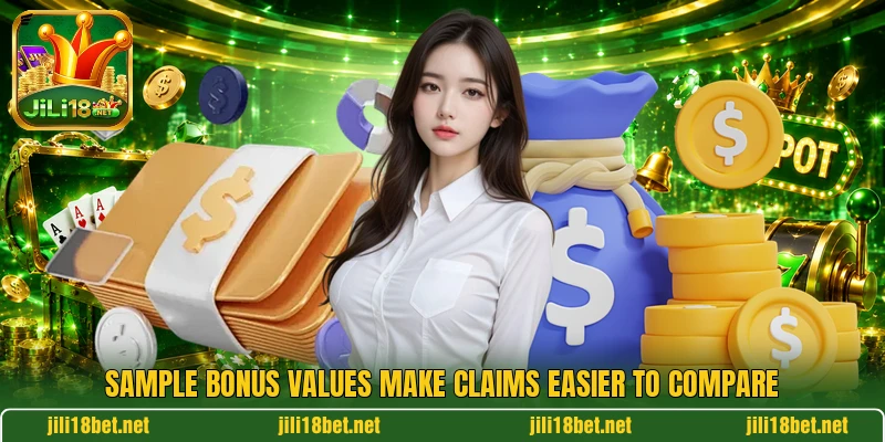 Sample bonus values make claims easier to compare